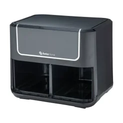 SWISS HOME Doppel-Heißluftfritteuse SH-6931 schwarz Kunststoff B/H/L: ca. 24x28x32 cm ca. 3 l