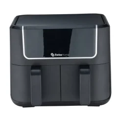 SWISS HOME Doppel-Heißluftfritteuse SH-6931 schwarz Kunststoff B/H/L: ca. 24x28x32 cm ca. 3 l