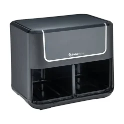SWISS HOME Doppel-Heißluftfritteuse SH-6931 schwarz Kunststoff B/H/L: ca. 24x28x32 cm ca. 3 l