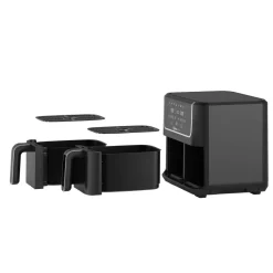 SWISS HOME Doppel-Heißluftfritteuse SH-6931 schwarz Kunststoff B/H/L: ca. 24x28x32 cm ca. 3 l