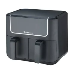 SWISS HOME Doppel-Heißluftfritteuse SH-6931 schwarz Kunststoff B/H/L: ca. 24x28x32 cm ca. 3 l