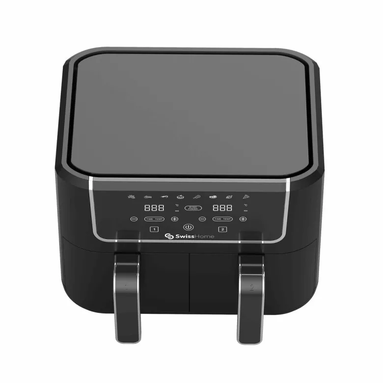 SWISS HOME Doppel-Heißluftfritteuse SH-6931 schwarz Kunststoff B/H/L: ca. 24x28x32 cm ca. 3 l