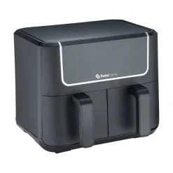 SWISS HOME Doppel-Heißluftfritteuse SH-6931 schwarz Kunststoff B/H/L: ca. 24x28x32 cm ca. 3 l