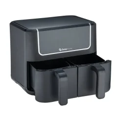 SWISS HOME Doppel-Heißluftfritteuse SH-6931 schwarz Kunststoff B/H/L: ca. 24x28x32 cm ca. 3 l