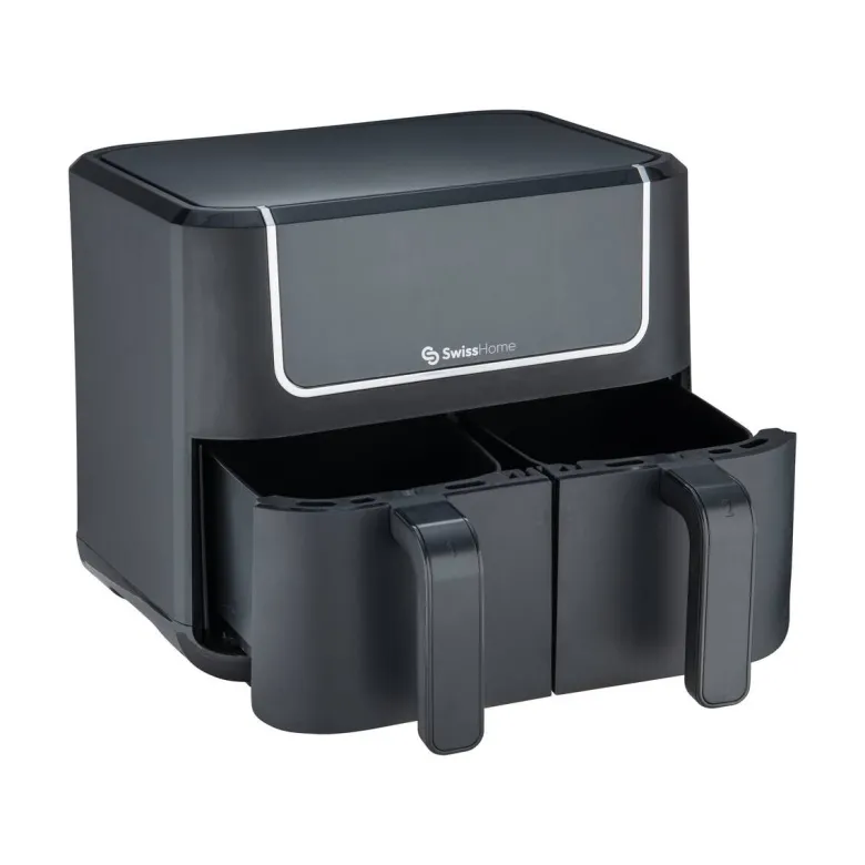 SWISS HOME Doppel-Heißluftfritteuse SH-6931 schwarz Kunststoff B/H/L: ca. 24x28x32 cm ca. 3 l
