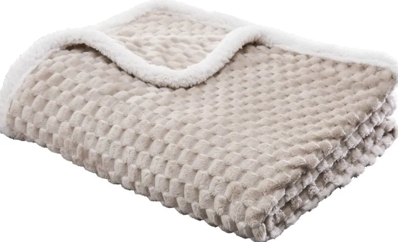 Tagesdecke Wabe Flanell beige Polyester B/L: ca. 200x230 cm