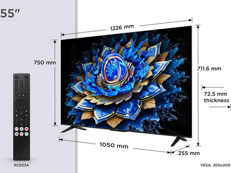 TCL LED-Fernseher 55T69CX1 B/H: ca. 123x75 cm