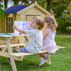 Timbela Kindersitzgarnitur M018 natur Holz B/H/L: ca. 90x50x90 cm
