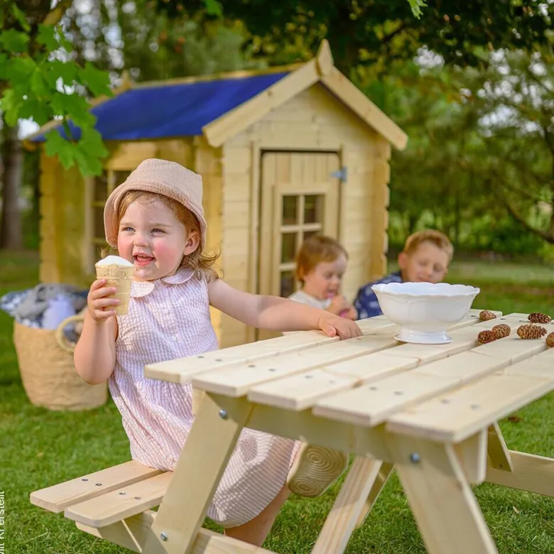 Timbela Kindersitzgarnitur M018 natur Holz B/H/L: ca. 90x50x90 cm