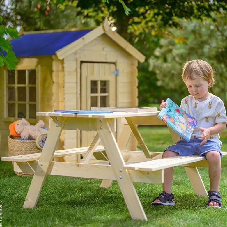 Timbela Kindersitzgarnitur M018 natur Holz B/H/L: ca. 90x50x90 cm