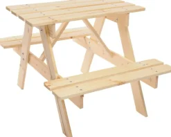 Timbela Kindersitzgarnitur M012 natur Holz B/H/L: ca. 60x50x81 cm