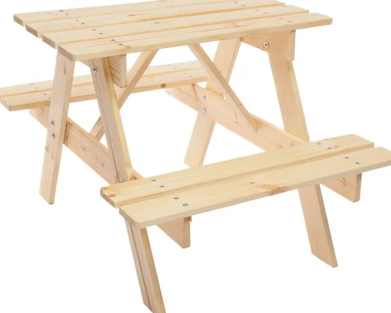 Timbela Kindersitzgarnitur M012 natur Holz B/H/L: ca. 60x50x81 cm