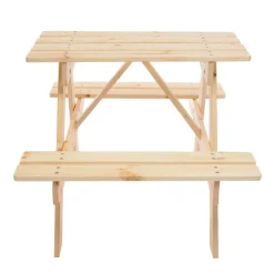 Timbela Kindersitzgarnitur M012 natur Holz B/H/L: ca. 60x50x81 cm