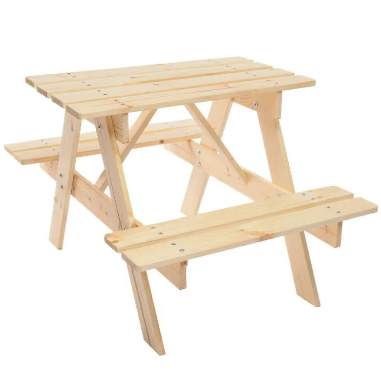Timbela Kindersitzgarnitur M012 natur Holz B/H/L: ca. 60x50x81 cm