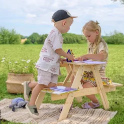 Timbela Kindersitzgarnitur M012 natur Holz B/H/L: ca. 60x50x81 cm