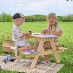 Timbela Kindersitzgarnitur M012 natur Holz B/H/L: ca. 60x50x81 cm