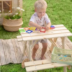 Timbela Kindersitzgarnitur M012 natur Holz B/H/L: ca. 60x50x81 cm