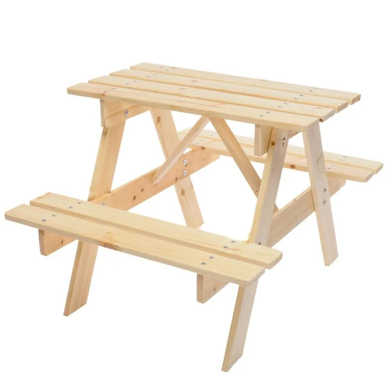 Timbela Kindersitzgarnitur M012 natur Holz B/H/L: ca. 60x50x81 cm