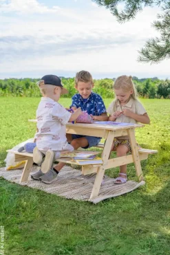 Timbela Kindersitzgarnitur M010 natur Holz B/H/L: ca. 90x50x90 cm