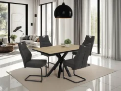 Tisch Cleo I Eiche schwarz Holzwerkstoff Metall B/H/T: ca. 140x76x90 cm