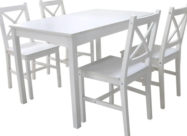 Tischgruppe Hanna weiß Holz B/H/T: ca. 118x73x75 cm