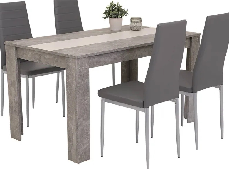 Tischgruppe Helene Beton Optik grau B/H/T: ca. 140x76x80 cm