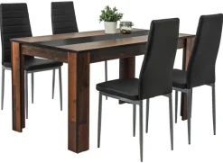 Tischgruppe Helene Old Wood Nachbildung schwarz B/H/T: ca. 140x76x80 cm