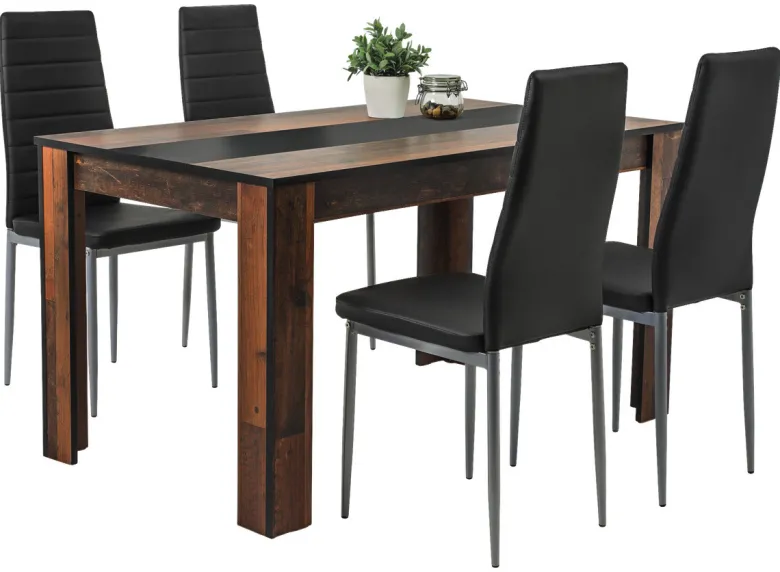 Tischgruppe Helene Old Wood Nachbildung schwarz B/H/T: ca. 140x76x80 cm