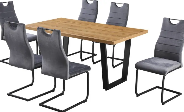 Tischgruppe Miami Eiche Nachbildung grau B/H/T: ca. 160x76x90 cm