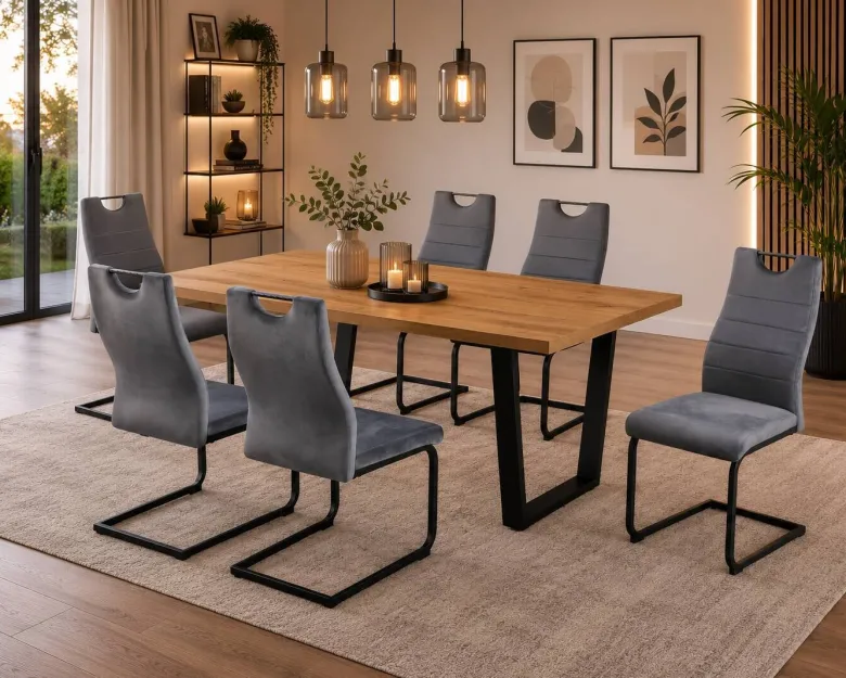 Tischgruppe Miami Eiche Nachbildung grau B/H/T: ca. 160x76x90 cm