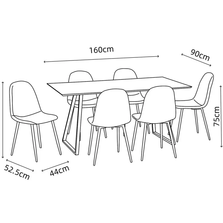 Tischgruppe Orlando Beton Optik grau B/H/T: ca. 160x75x90 cm