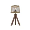Tischleuchte Frederik messing Holz B/H/L: ca. 22x44x22 cm E27 1 Brennstellen