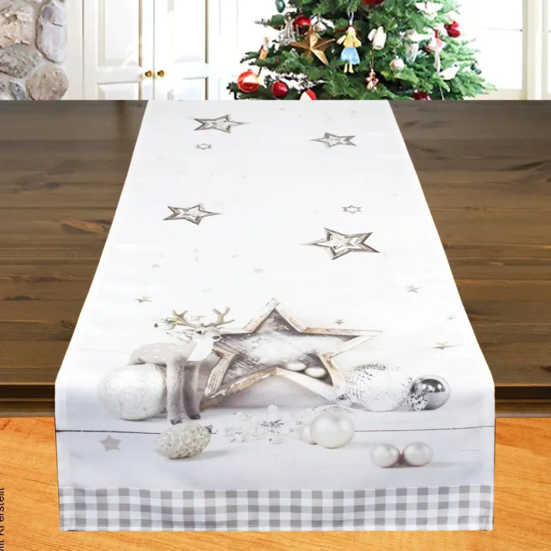 Tischläufer weiß Polyester B/L: ca. 40x140 cm