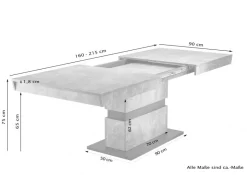 Tisch MATTHEW Beton Optik anthrazit B/H/T: ca. 160x75x90 cm