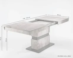 Tisch MATTHEW Eiche Old Wood Nachbildung anthrazit B/H/T: ca. 140x75x90 cm