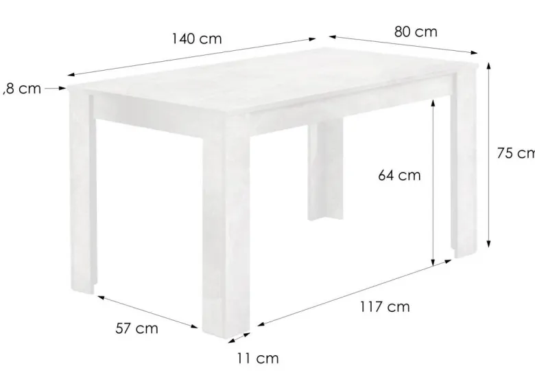 Tisch NEPAL Eiche Nachbildung B/H/T: ca. 140x75x80 cm
