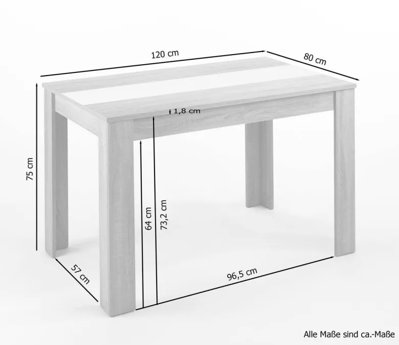 Tisch NORI Eiche Sonoma Nachbildung B/H/T: ca. 120x75x80 cm