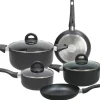 TOGNANA Topfset Grancucina Cop.& Char schwarz Aluminium 8 tlg.