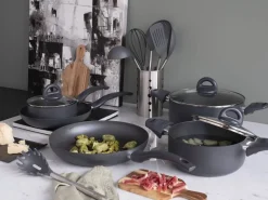 TOGNANA Topfset Grancucina Cop.& Char schwarz Aluminium 8 tlg.