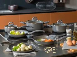 TOGNANA Topfset Grancucina Cop.& Char schwarz Aluminium 8 tlg.