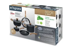 TOGNANA Topfset Grancucina Rock Wood schwarz Aluminium 8 tlg.