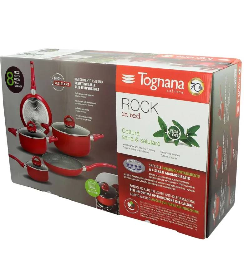 TOGNANA Topfset rot Aluminium 8 tlg.