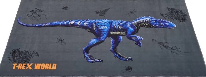 T-Rex World Kinderteppich blau B/L: ca. 100x160 cm