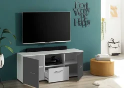 TV-Board Alex weiß Graphit B/H/T: ca. 135x54x37 cm