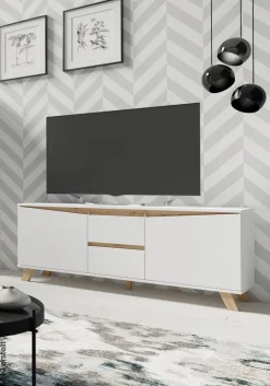 TV-Board VALENTIN weiß Eiche Nachbildung B/H/T: ca. 160x60x38 cm