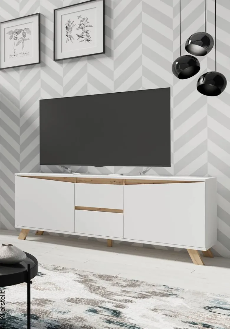 TV-Board VALENTIN weiß Eiche Nachbildung B/H/T: ca. 160x60x38 cm