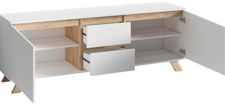 TV-Board VALENTIN weiß Eiche Nachbildung B/H/T: ca. 160x60x38 cm