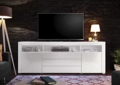TV-Highboard Goal weiß Hochglanz B/H/T: ca. 200x74x44 cm