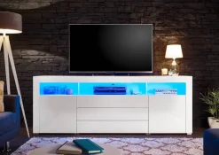 TV-Highboard Goal weiß Hochglanz B/H/T: ca. 200x74x44 cm