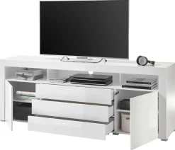 TV-Highboard Goal weiß Hochglanz B/H/T: ca. 200x74x44 cm